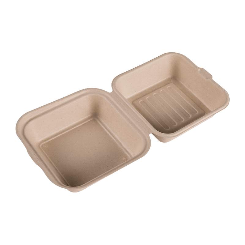 Quadratischer Takeaway-Burger-Lunchbehälter aus Zuckerrohr-Bagasse