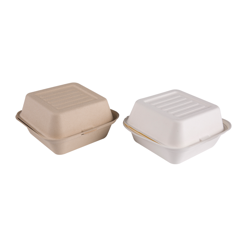 Quadratischer Takeaway-Burger-Lunchbehälter aus Zuckerrohr-Bagasse